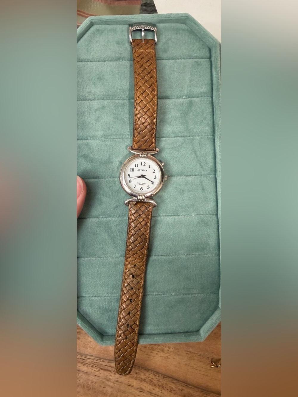 Vintage Braided Brown Leather Women's Watch with Silver Case- Works!